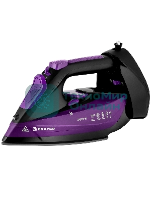 Утюг BRAYER BR4016 фиолетовый/черный, 2400 Вт, 25 г/мин, 140 г/мин, 350 мл