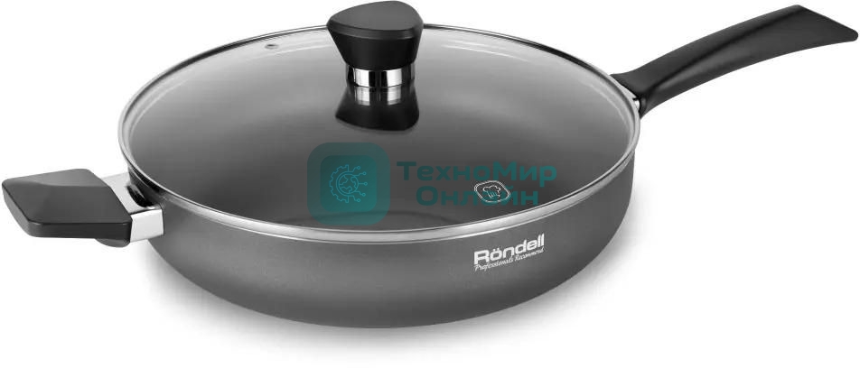 Сотейник Rondell Strike RDA-1399, 28 см, с крышкой, серый