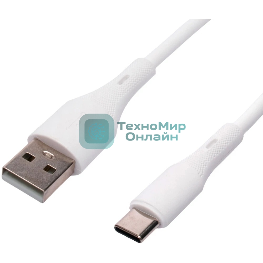 Кабель USB2.0 Cablexpert CC-USB2S-AMCM-1M-W, AM/Type-C, 3А, 18Вт, QC3.0, силиконовый, медь, 1м, белый, пакет