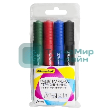 Набор маркеров перманентных Silwerhof Prime, скошенный пишущий наконечник, 2-5мм, 4 цвета, пакет с европодвесом