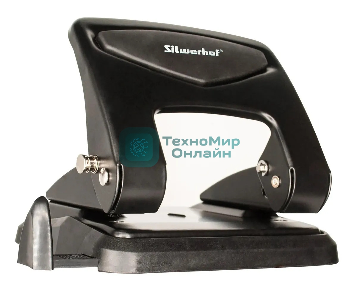 Дырокол Silwerhof VIS, до 35 листов, металл черный, отверстий: 2, с линейкой