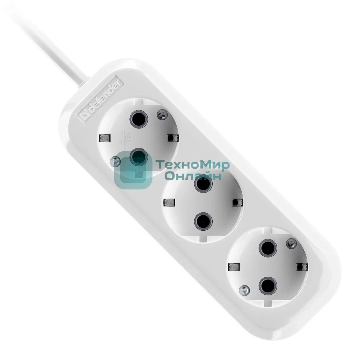 Удлинитель DEFENDER (99369) R330 16 А, 3 роз х 10 м, белый