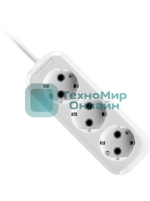Удлинитель DEFENDER (99369) R330 16 А, 3 роз х 10 м, белый