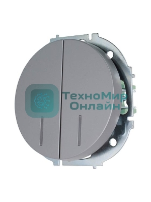 Выключатель 2-кл. СП OSEN 10А IP20 с подсветкой механизм серый матовый LEZARD 743-7488-112