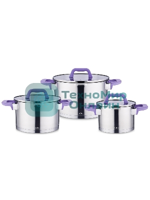 Набор посуды Lara LR02-125 Лаванда 2 л, 2,8 л, 5 л нержавеющая сталь