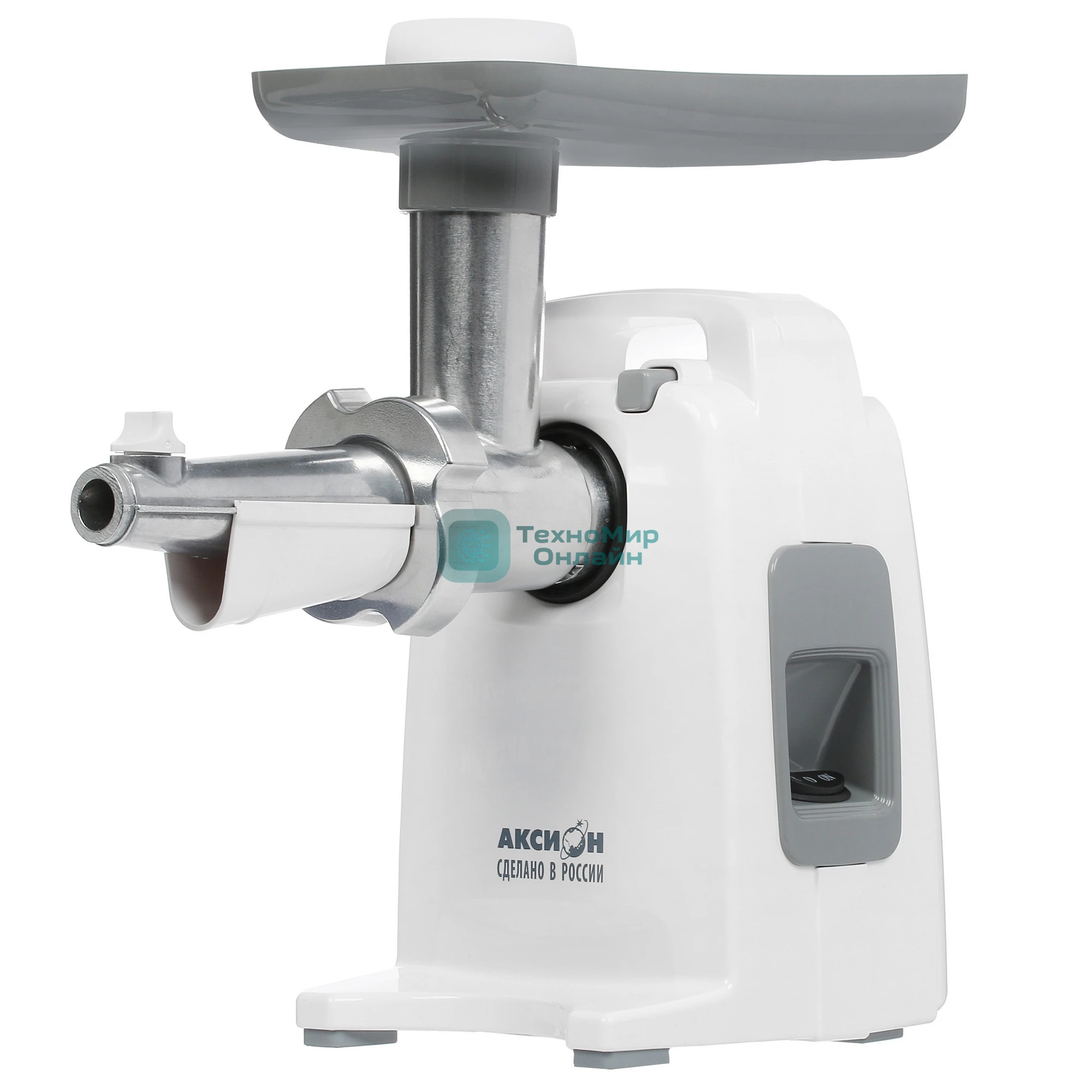 Мясорубка электрическая Аксион М321.04 белый, 1500 Вт, 1.7 кг/мин, реверс, защита от перегрузки, насадки - 4