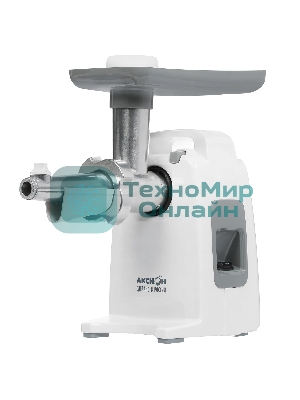Мясорубка электрическая Аксион М321.04 белый, 1500 Вт, 1.7 кг/мин, реверс, защита от перегрузки, насадки - 4