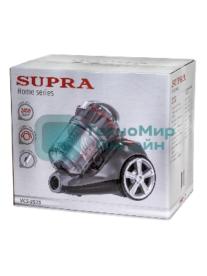 Пылесос SUPRA VCS-2525 серый/красный, 420/2450 Вт, уборка сухая, пылесборник контейнер 3.5 л