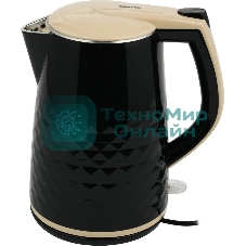 Чайник электрический Centek CT-0025 черный металл 1.8л, 1800W, двойные стенки, кнопка вкл. на ручке