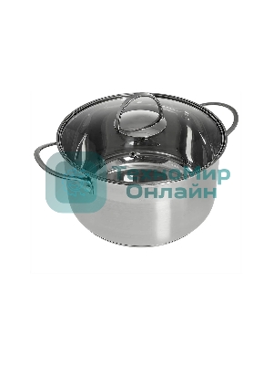 Кастрюля WEBBER BE-349/2 4,8 л, 22 см, из нержавеющей стали со стеклянной крышкой