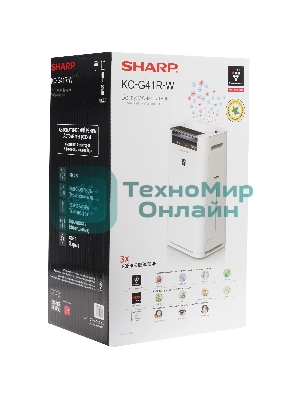 Климатический комплекс Sharp KC-G41RW белый, 28 м², 2.5 л, HEPA-фильтр, ионизация Plasmacluster, гигростат