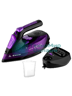 Утюг BRAYER BR4016 фиолетовый/черный, 2400 Вт, 25 г/мин, 140 г/мин, 350 мл