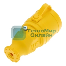 Розетка переносная влагозащищенная Rexant с крышкой, с/з, 16 А, IP44, каучук, желтый