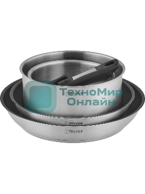 Набор Rondell RDS-1315, 5 предм: Кастрюли б/кр 16 см (1,4 л), 20 см (2,8 л), сковороды б/кр 26x5 см, 28x5 см, съемная