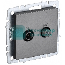 Розетка телевизионная двойная TV+SAT IEK BRITE РТВ/РСп12-БрС сталь