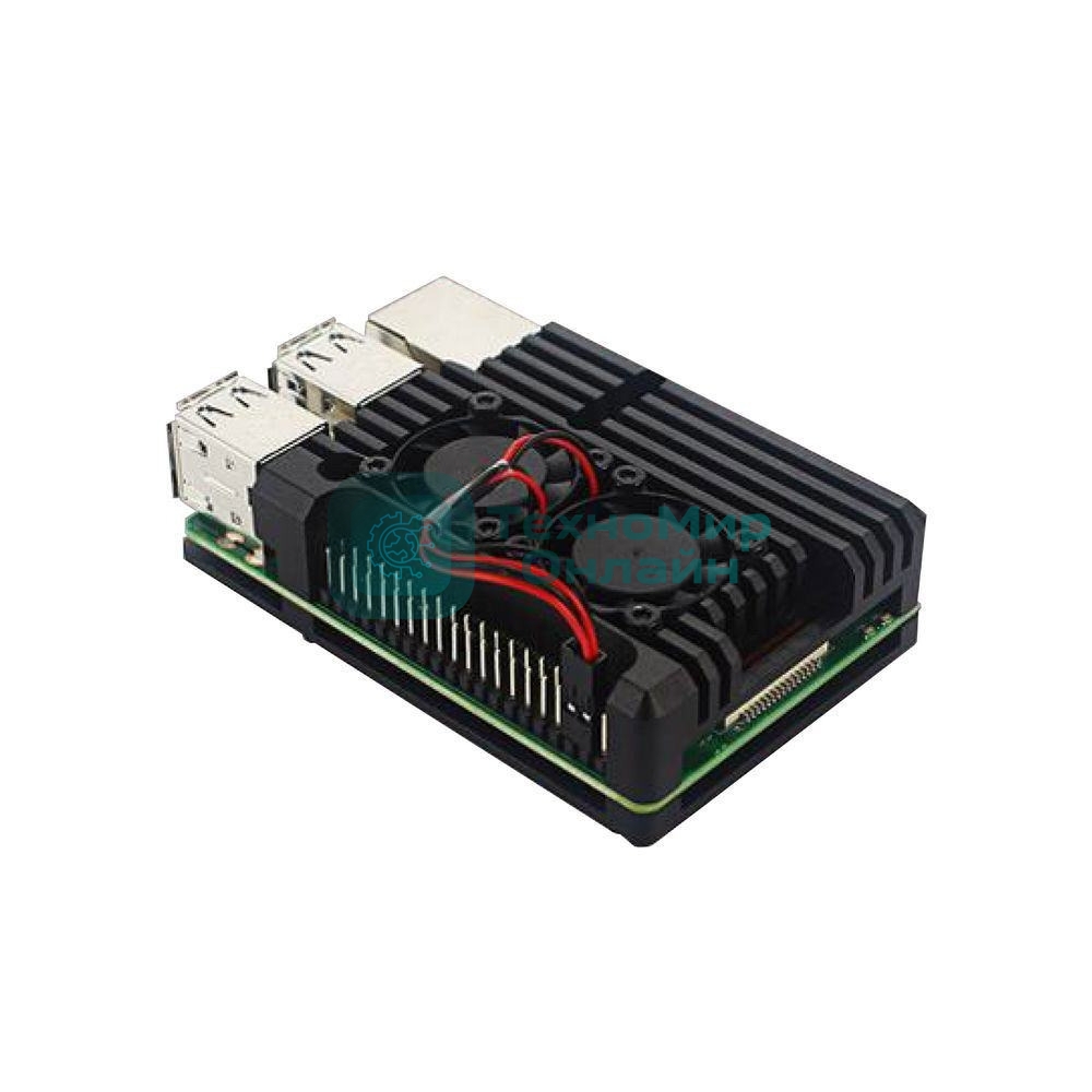 Корпус ACD черный Metal Aluminum Case with double Fans for Raspberry Pi 3B/3B+