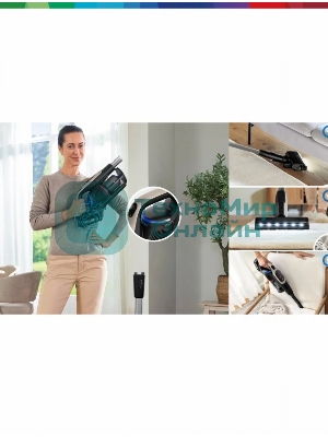 Пылесос вертикальный Bosch BCS931GAC серый, питание от аккумулятора, уборка сухая, пылесборник 0.4 л