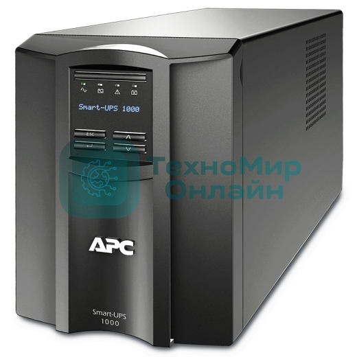 Источник бесперебойного питания APC Smart-UPS 1000VA/700W, Line-Interactive, LCD, Out: 220-240V 8xC13 (4-Switched), SmartSlot, USB, SmartConnect, черный, 1 year warranty (REP: SMT1000I)