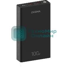 Портативный аккумулятор Digma DGPD100WA 20000mAh QC3.0/PD3.0 100W 5A 2xUSB-A/2xUSB-C черный