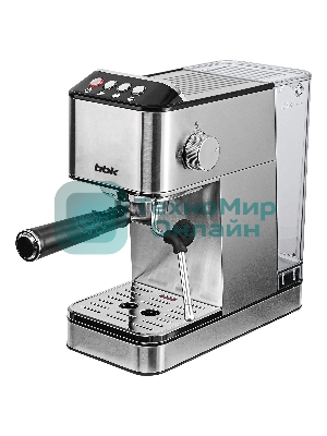 Кофеварка рожковая BBK BCM1501 нержавеющая сталь/черный, исп. кофе - молотый, 1.7 л, 1200 Вт, 20 бар