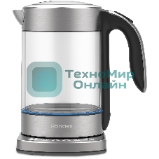 Чайник электрический Rondell RDE-WK888 1.6л. 2200Вт серебристый/прозрачный корпус: стекло