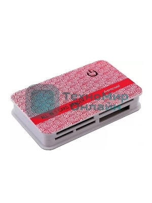 Карт-ридер внешний AeroCool AT-932A/белый-красный/SD/MMC/M2/MS/MS Pro/T-F/M2/microSD/USB 2.0/пластик