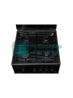 Плита газовая Kraft KF-FSK5301GbL черный, конфорок 4 газовых, духовка 58 л, 50 см x 85.5 см x 55.6 см