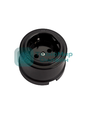 Розетка Bironi B1-101-23 1-м ОП Лизетта 16А IP20 ретро с заземлением ABS-пластик черный