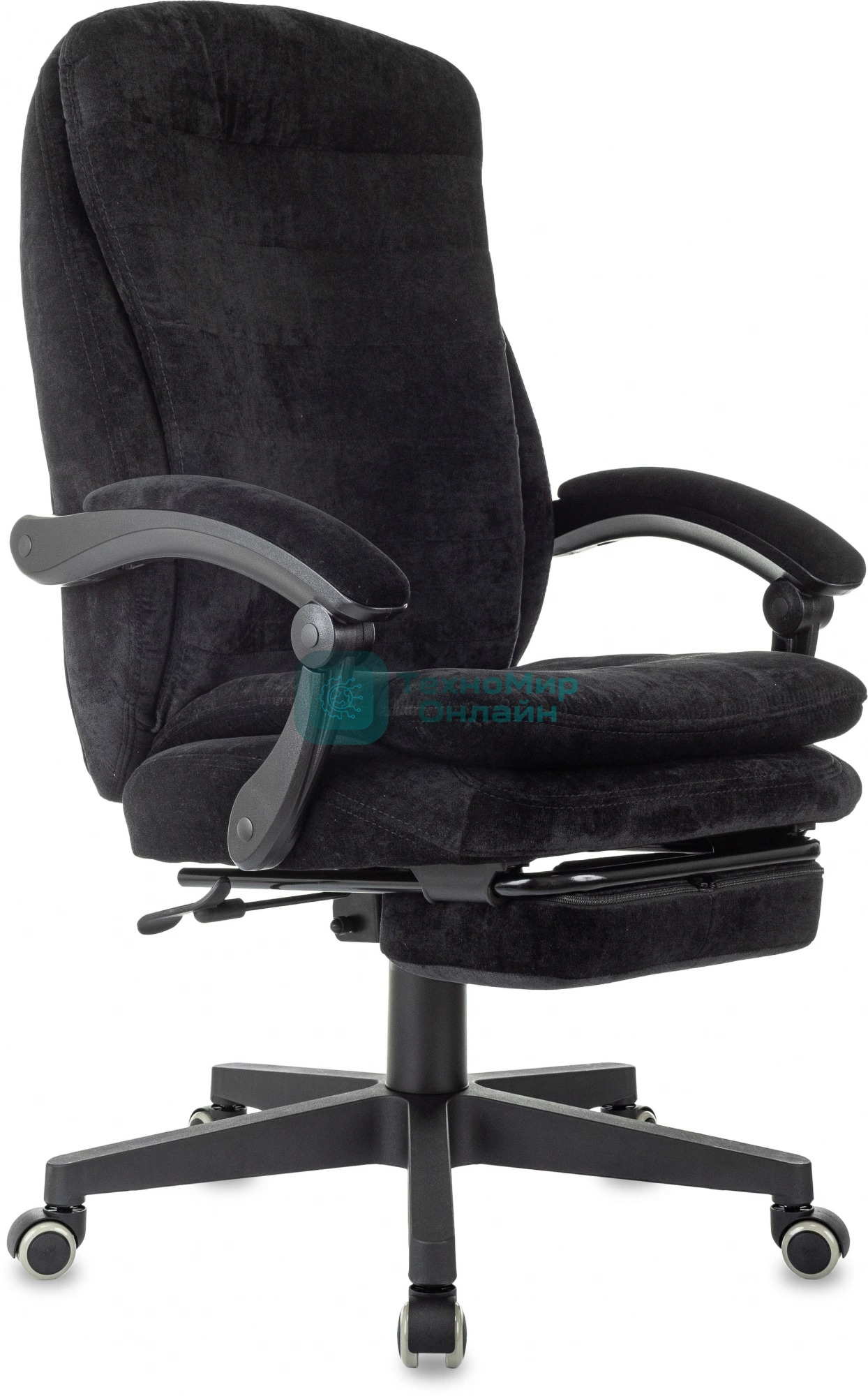 Кресло руководителя Бюрократ T-9950MSG-F Fabric черный Light-20, крестов. пластик, подст. для ног