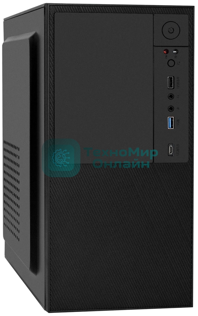 Компьютерный корпус Minitower ExeGate BAA-308UC-UNS450 (mATX, БП UNS450 с вент. 12см, 1хUSB/1хUSB 3.0/1хTypeC, HD Audio, черный)