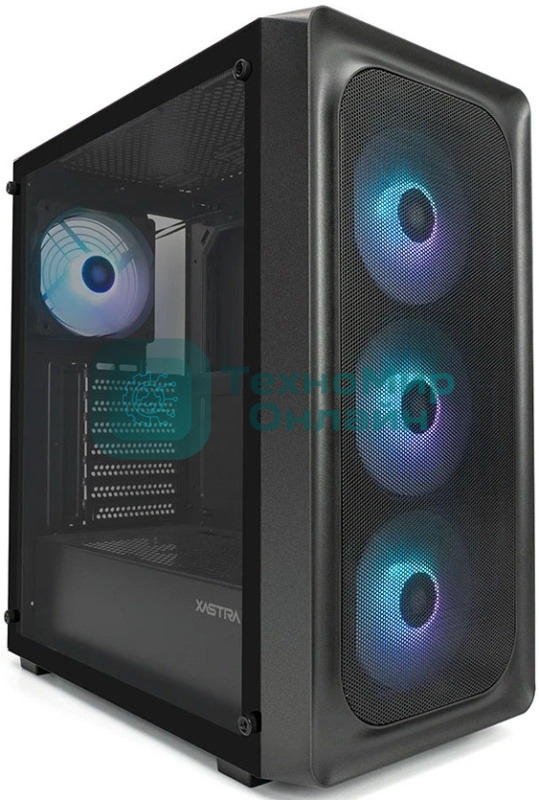 Компьютерный корпус XASTRA A407 4ARGb Black ATX/Mesh/tempered glass/4x120мм ARGb PWM fans/A407-4FC12A