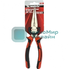 Длинногубцы Matrix NICKEL 17168 200 мм, прямые никелированные, двухкомпонентные рукоятки
