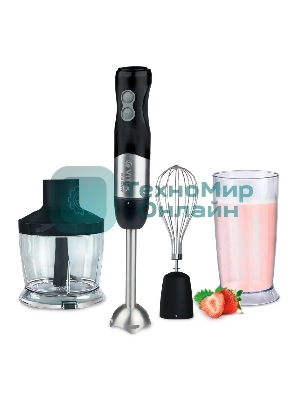 Блендер Vitek VT-3411 ST (стальной, 800 Вт, 6 скоростей, измельчитель 500 мл, стакан 600 мл, управление механическое)