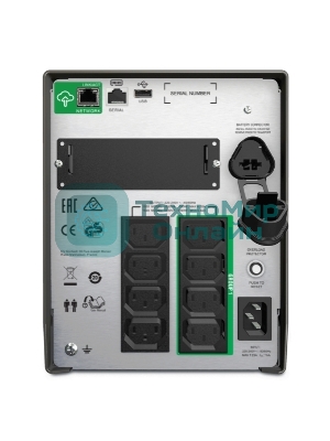 Источник бесперебойного питания APC Smart-UPS 1000VA/700W, Line-Interactive, LCD, Out: 220-240V 8xC13 (4-Switched), SmartSlot, USB, SmartConnect, черный, 1 year warranty (REP: SMT1000I)