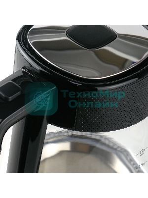 Чайник электрический Centek CT-1014 черный стекло 1.7 л, 2200 Вт, LED, Защита от перегрева, STRIX контроллер