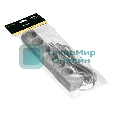 Удлинитель ExeGate ECE-6-3G (EX285832RUS), серый, 3 м, евровилка с заземлением, 6 евророзеток с заземлением, 2200 Вт