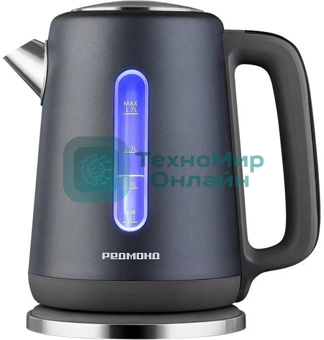 Чайник электрический Redmond KM238 1.7л. 2200Вт серо-голубой корпус: стекло