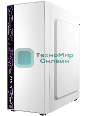 Компьютерный корпус Ginzzu A390 белый Window RGb подсветка 1хUSB 3.0, 2хUSB 2.0, AU