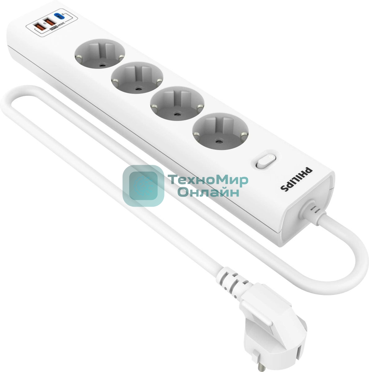 Сетевой фильтр Philips CHP8246WB/51 3м, 4 розетки, белый
