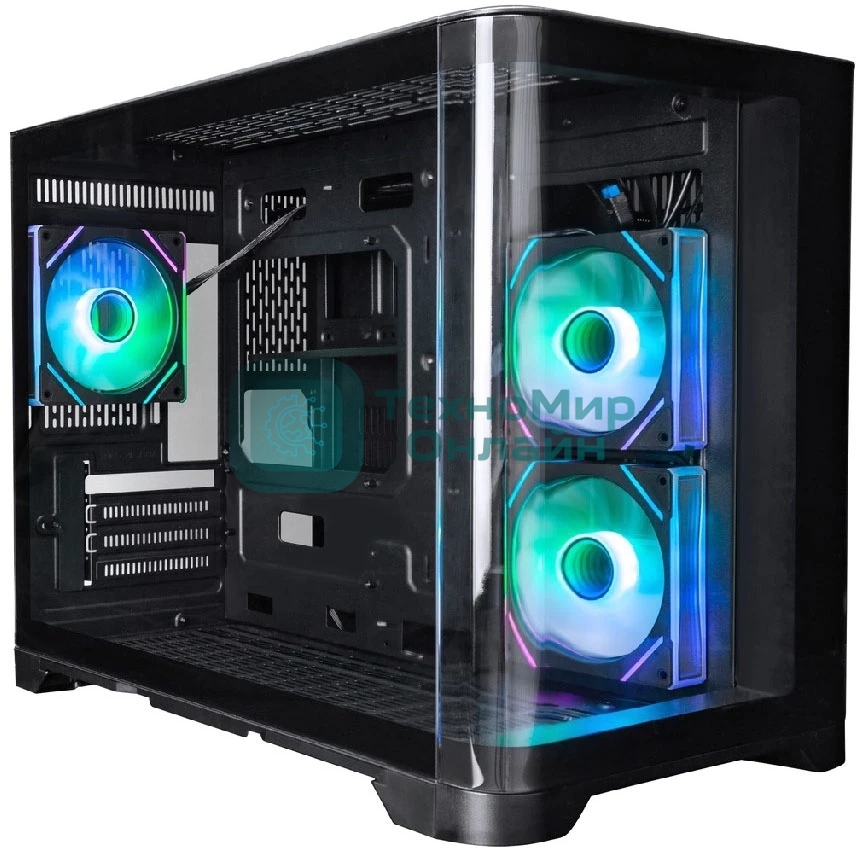 Компьютерный корпус 1STPLAYER UVIEW UV6 ARGB черный mATX 3x120мм ARGB fans UV6-BK-2FC7R-1FC7