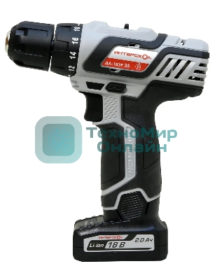 Дрель-шуруповерт ИНТЕРСКОЛ ДА-18ЭР, 12 В, 2 Ач, 35 Нм, щеточный