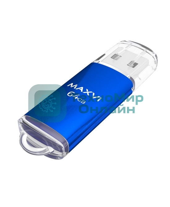 Флешка USB Maxvi MP blue (FD64GBUSB20C10MP), 64Gb, USB 2.0, R/W 20/10, синий