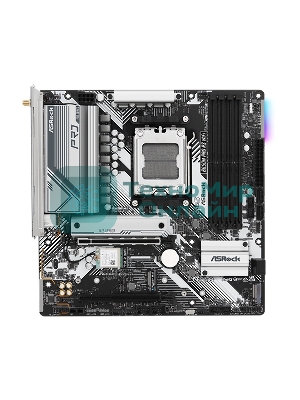 Материнская плата ASRock B650M PRO RS WIFI, Socket AM5, AMD B650, 4xDDR5-5200, HDMI+DP, 2xPCI-Ex16, 4xSATA3(RAID 0/1/10), 3xM.2, 8 Ch Audio, 1x2.5GLan, WiFi, (4+4)xUSB2.0, (3+4)xUSB3.2, (1+1)xUSB3.2 Type-C™, mATX, RTL, {}