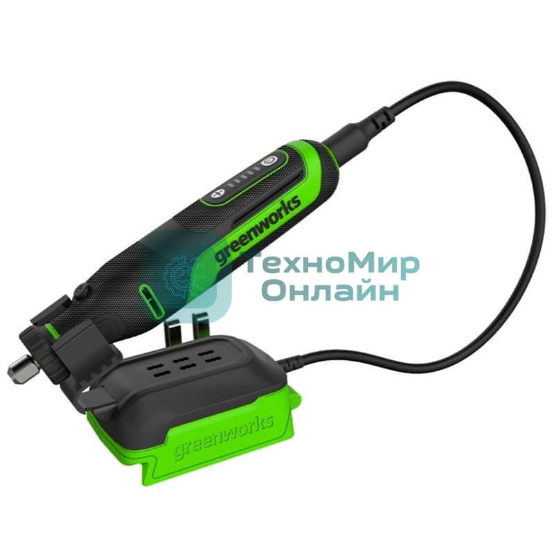 Прямошлифовальная машина (гравер) аккумуляторный GreenWorks G24RT, 24V, бесщеточный, с принадлежностями 52 шт., без АКБ и ЗУ (3200807)