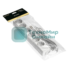 Удлинитель ExeGate ECE-6-3W (EX285833RUS), белый, 3 м, евровилка с заземлением, 6 евророзеток с заземлением, 2200 Вт