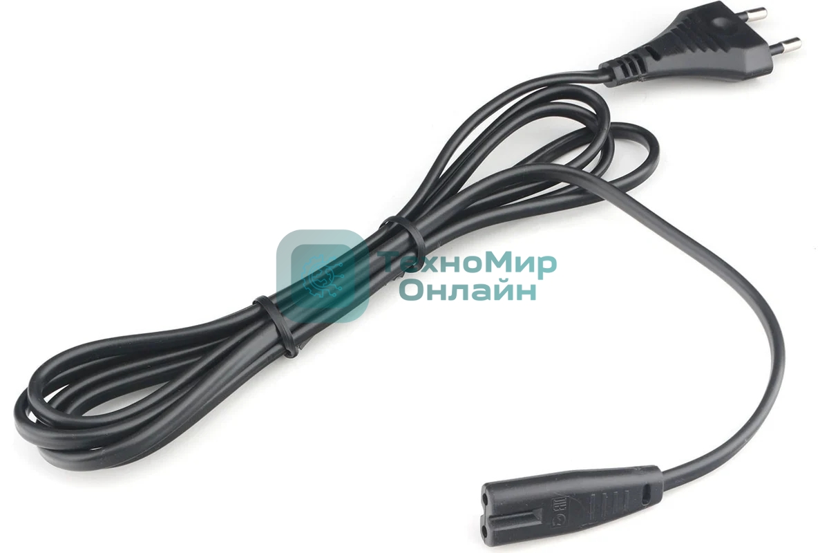 Шнур PowerCube ШВВП-АП 2*0,75 S52C7-250-2,5-1,8, черный, 1,8 м, S52 - C7, 2-pin