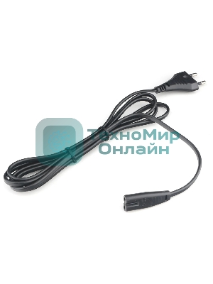 Шнур PowerCube ШВВП-АП 2*0,75 S52C7-250-2,5-1,8, черный, 1,8 м, S52 - C7, 2-pin