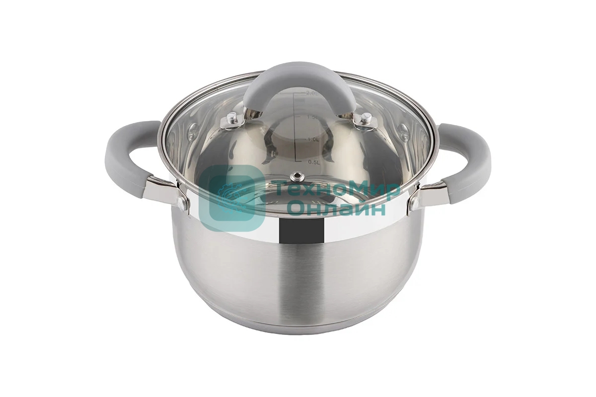 Кастрюля MALLONY Felicita нержавеющая сталь, со стеклянной крышкой, 2,9 л, d-18