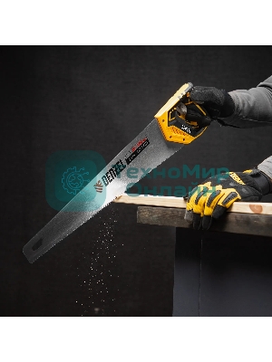 Ножовка по дереву Denzel 500 мм, 9 TPI, зуб 3D, двухкомпонентная рукоятка