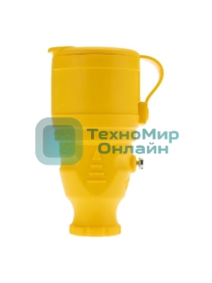 Розетка переносная влагозащищенная Rexant с крышкой, с/з, 16 А, IP44, каучук, желтый